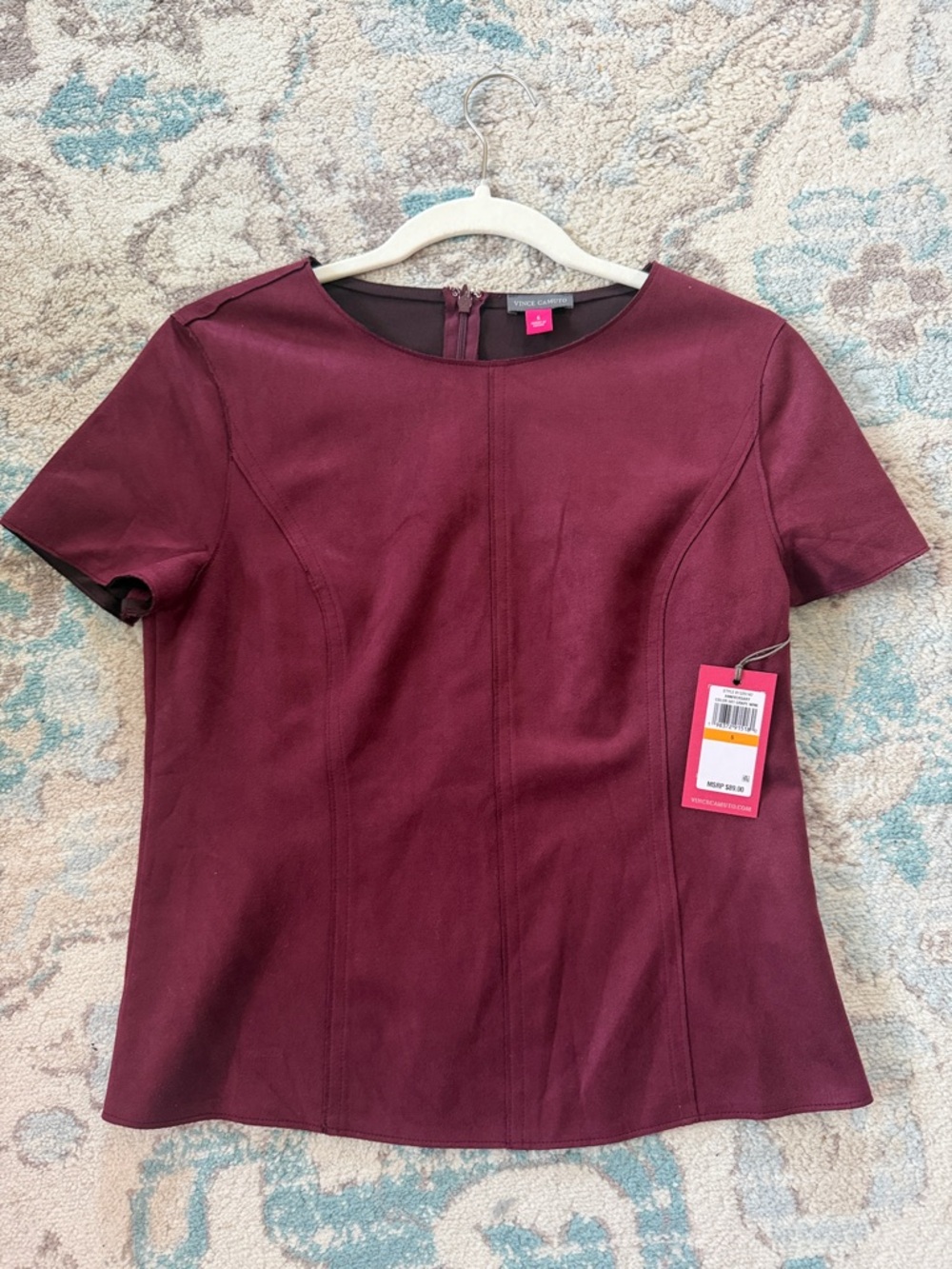 Vince Camuto Deep Burgundy Short Sleeve Shell Top